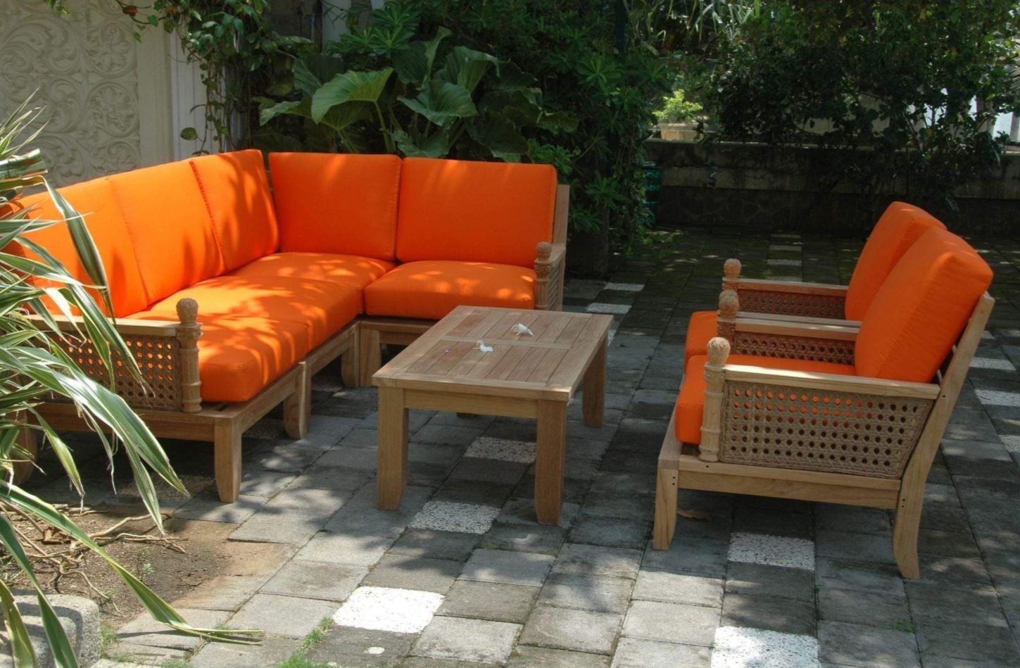 Anderson Teak Luxe 8-Piece Modular Outdoor Furniture Set (Set 74) - Premium Teak Wood Patio Sectional Sofa for Garden, Poolside & Backyard Relaxation