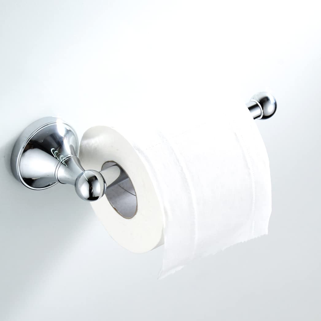 Antique Brass Wall Mounted Toilet Paper Holder - Vintage Style Bathroom & Kitchen Tissue Roll Holder - Durable Sliver Chrome Finish - Perfect for Home, Office, and RV Use