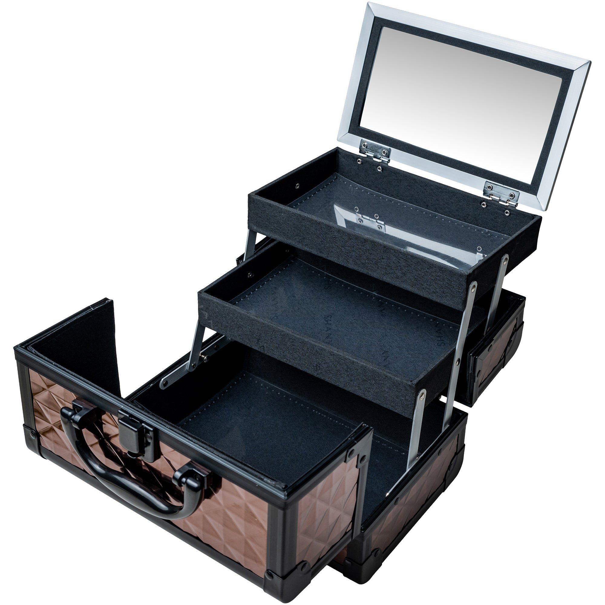 Professional Makeup Train Case with Mirror - Portable Cosmetic Organizer for Makeup Artists & Travel - Perfect for Salon, Home, and On-the-Go Beauty Needs