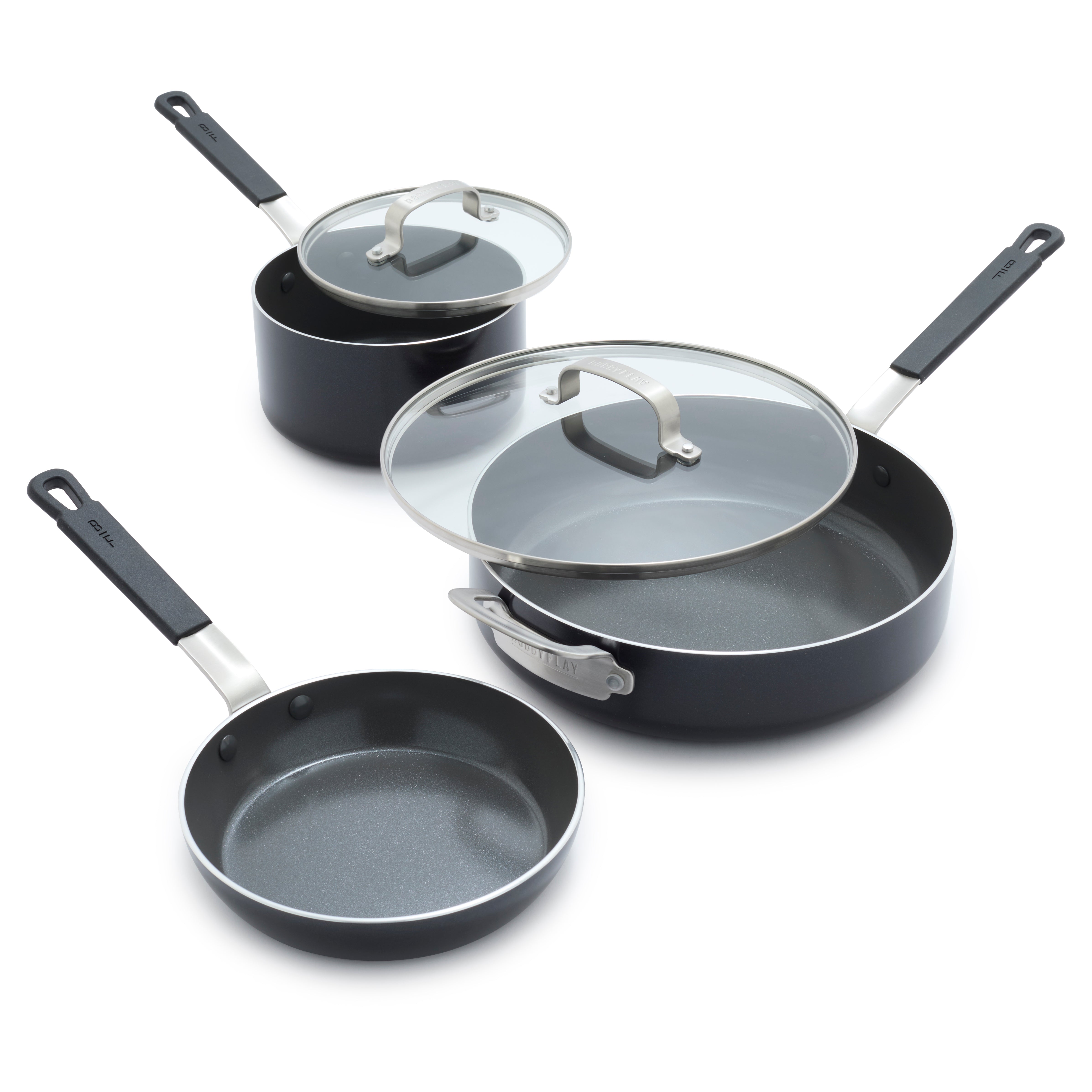 Bobby Flay by GreenPan Nonstick Ceramic Cookware Set - 10-Piece Kitchen Essentials, PFOA-Free, Dishwasher Safe, Black | Perfect for Frying, Sautéing, Baking & Everyday Cooking