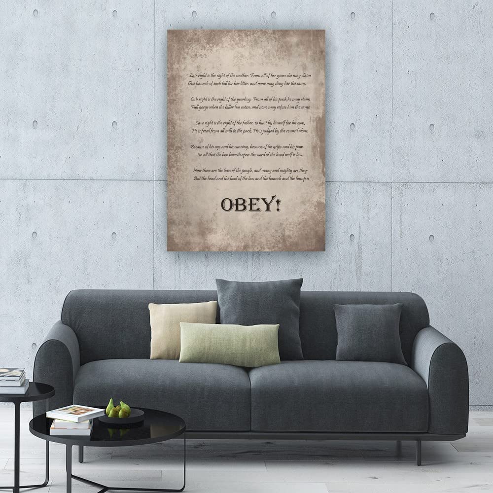 Jungle Law Quotes Wall Art - Framed Canvas Print (24x36 Inches) for Bedroom, Living Room & Office Decor | Motivational Poster, Oil Painting Style Home Decoration | Perfect Gift for Nature Lovers