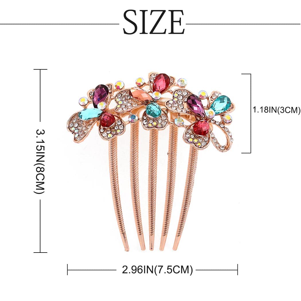 Bohend Rhinestone Hair Comb - Crystal Bridal Hair Accessories for Women & Girls (Multicolor) | Wedding, Prom, Party & Special Occasion Hairstyle Enhancer