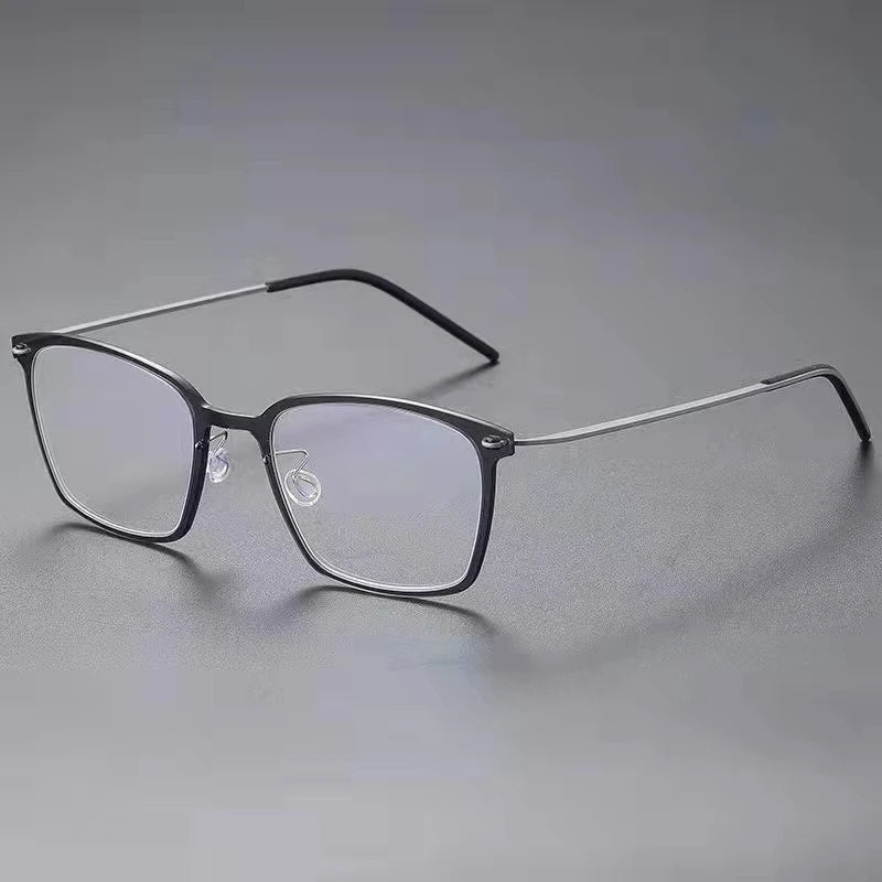 Aimee Men's Full Rim Square Screwless Titanium Eyeglasses Frame 6536 - Lightweight & Durable for Work, Reading & Everyday Use