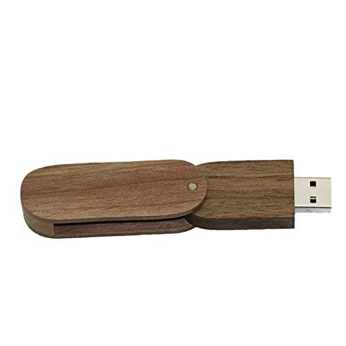 16GB Walnut Wood USB 2.0 Flash Drive - High Speed Rotational Thumb Drive with Keychain Hole - Perfect for Data Storage, File Transfer, School & Office Use