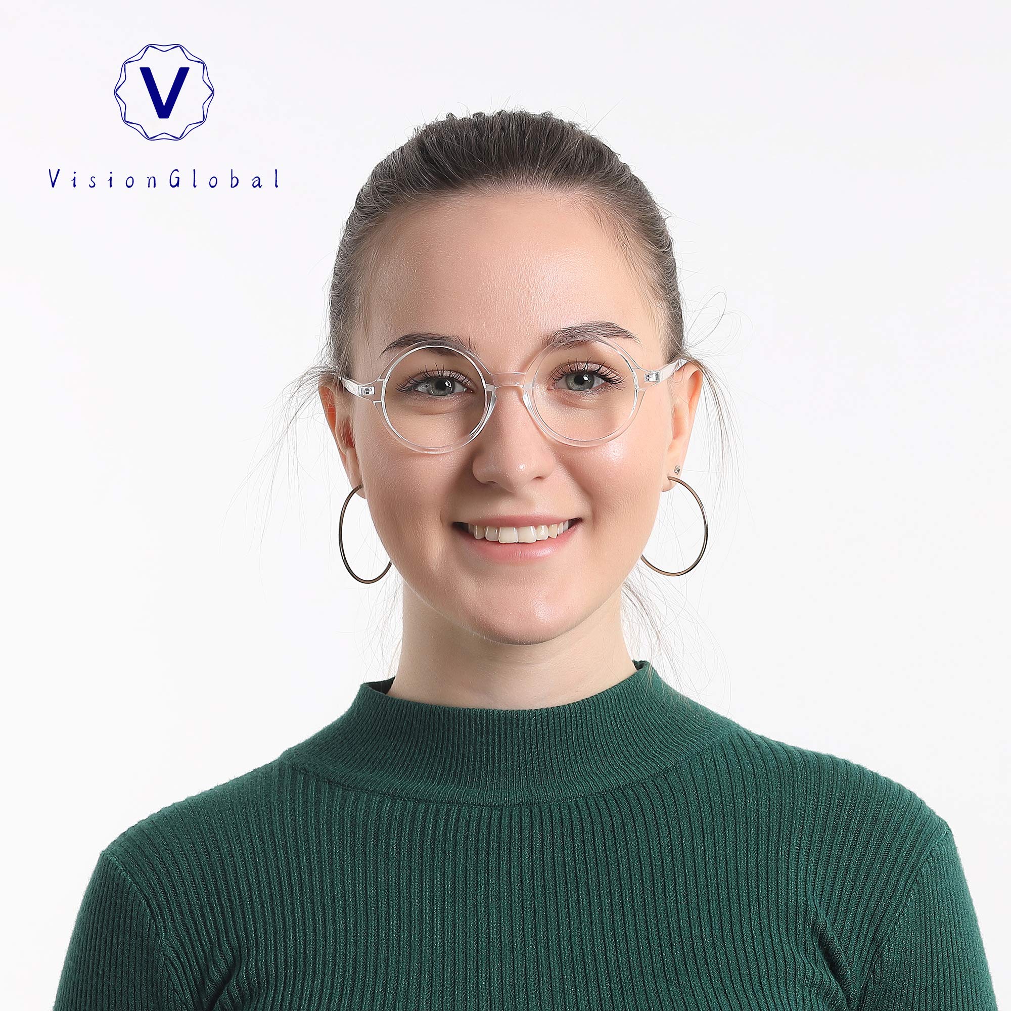 VisionGlobal Blue Light Blocking Glasses for Women & Men - Anti Glare Computer & Reading Glasses with Stylish Oval Frame | Reduce Eye Strain for Office Work, Gaming & Screen Time