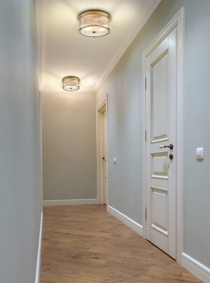 Birkenhead Flush Ceiling Light Fixture - Aged Brass & Satin Nickel Finish - Perfect for Bedroom, Hallway, or Entryway Lighting