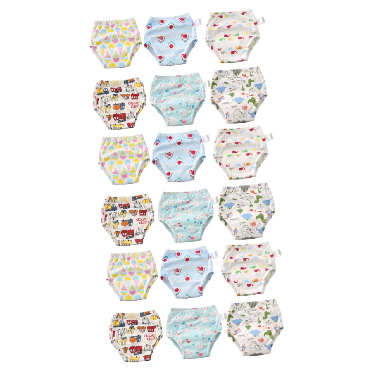 Wakauto 18 Pcs Washable Training Pants - Reusable Cloth Diaper Covers for Toddlers & Kids | Soft, Breathable & Leak-Proof for Daytime Potty Training & Nighttime Use