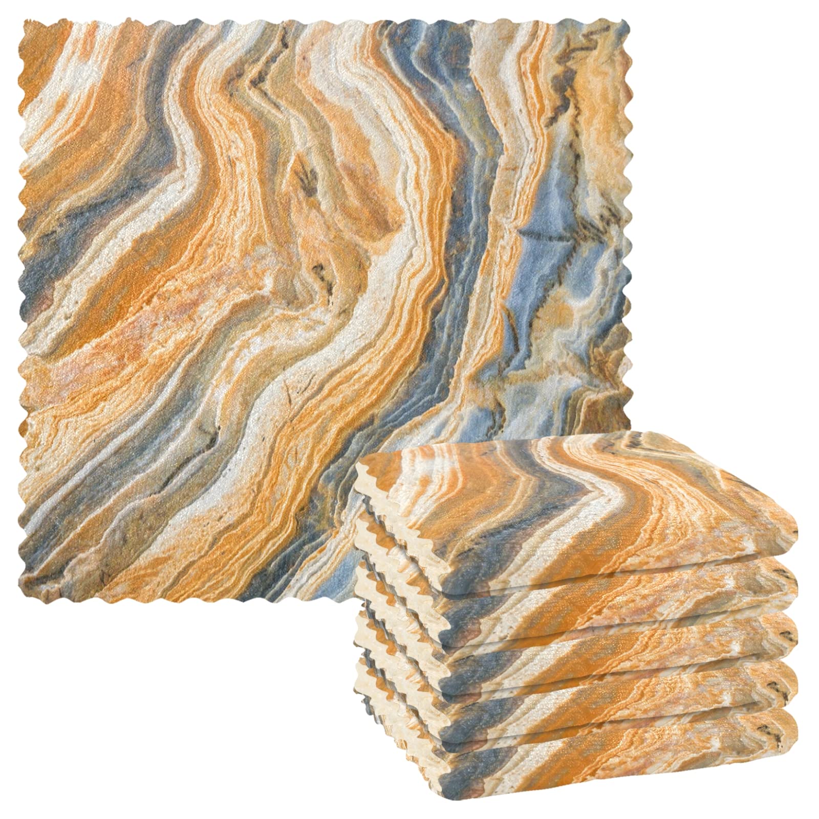 Golden Marble Dish Towels Set of 6 - Absorbent & Lint-Free for Kitchen & Bar Use