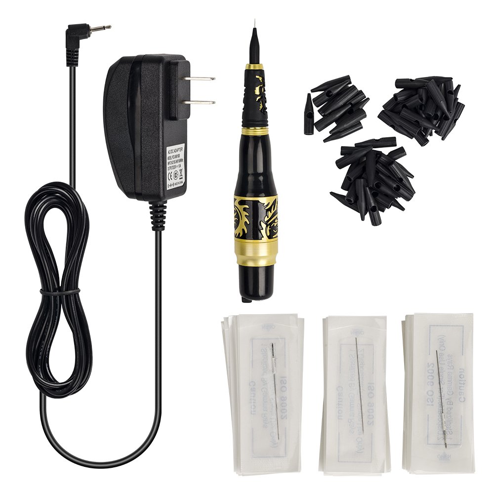 VideoPUP Tattoo Pen Makeup Kit - Professional Eyebrow Tattoo Pen & Cosmetic Machine with 50 Needles & 50 Tips (K04) | Perfect for Permanent Makeup, Microblading & Beauty Salon Use