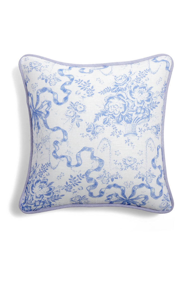 Linen Throw Pillow BLISSFUL BLUE - Soft Decorative Cushion Cover for Sofa, Bed, Living Room & Home Decor