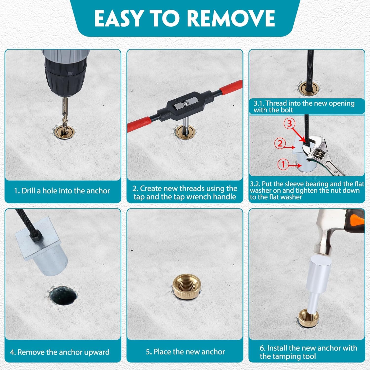 5-Piece Brass Pool Cover Anchor Removal & Installation Tool Kit with Storage Box - Perfect for Inground Pool Cover Maintenance, Anchor Replacement, and Secure Locking