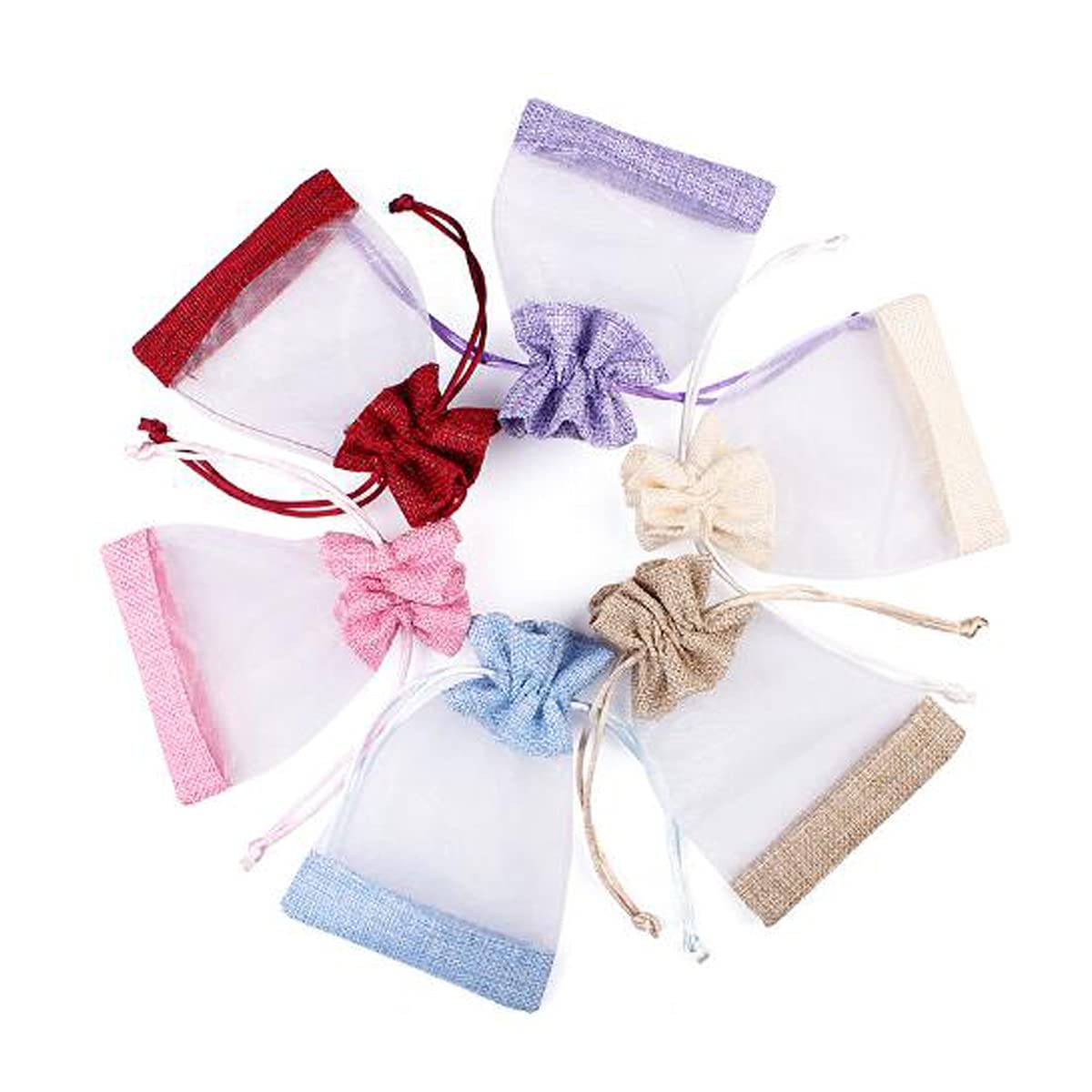 50 Pcs Natural Brown Burlap Drawstring Bags 3.9