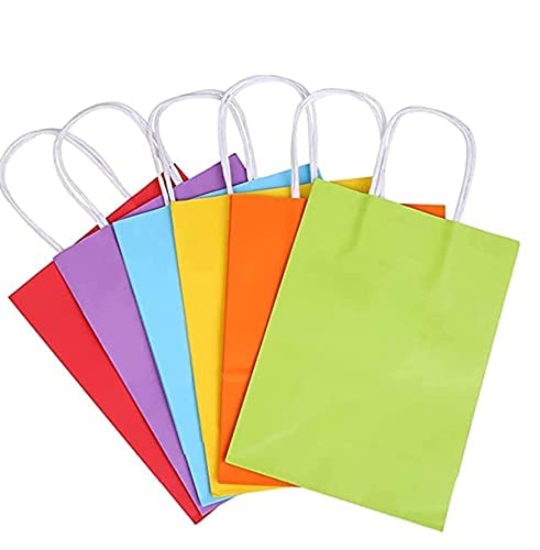 HOUSAI Kraft Paper Bags & Multicolor Gift Bags Combo - Eco-Friendly Packaging for Parties, Weddings, Retail & Gift Wrapping