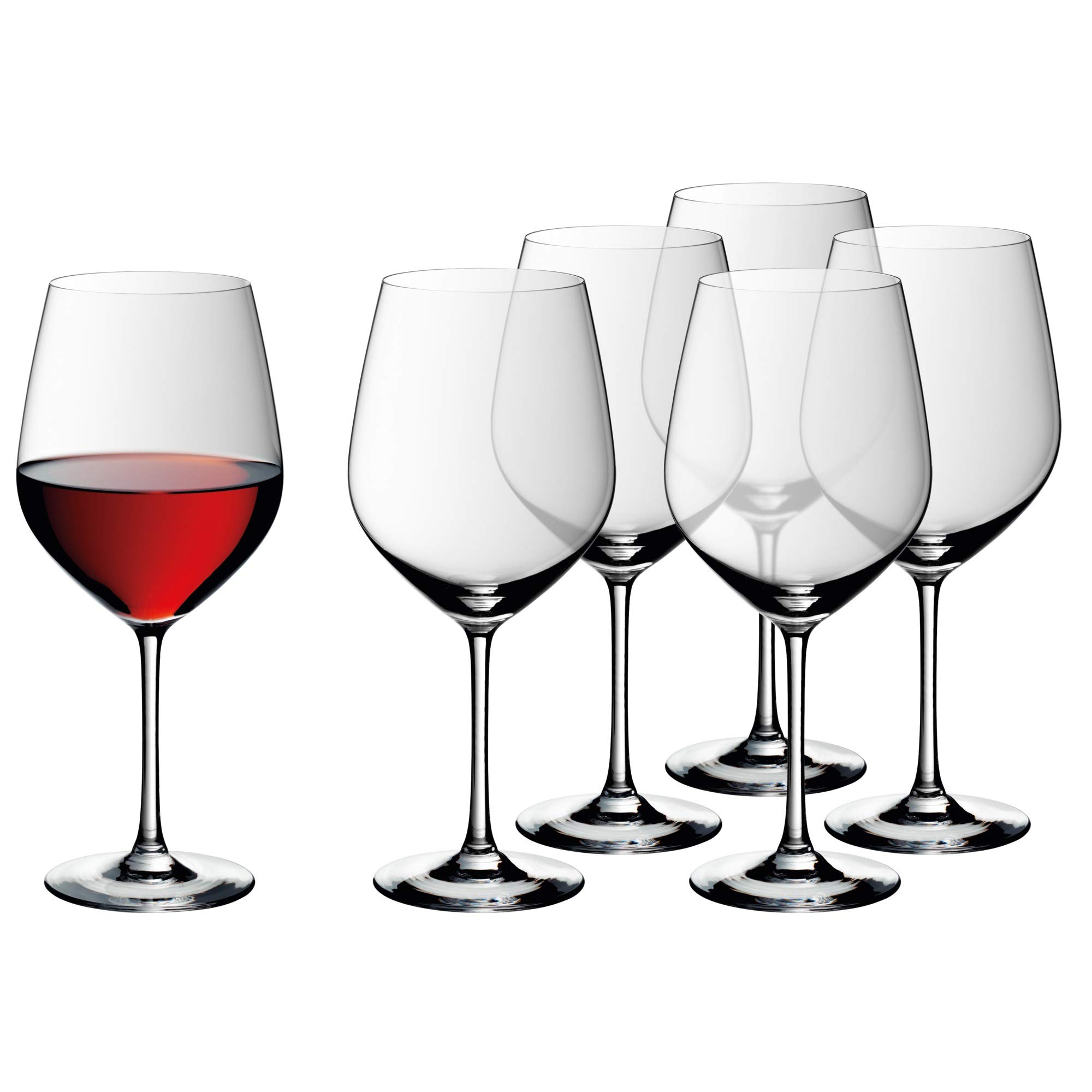 Premium WMF Easy Plus 910299990 6-Piece Burgundy Wine Glass Set - Elegant Stemware for Red Wine, Dinner Parties & Home Entertaining