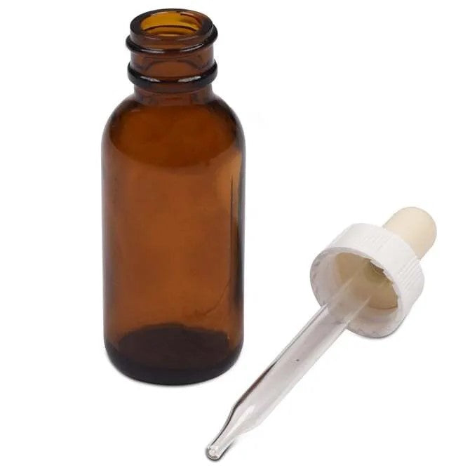 Amber Glass Dropper Bottles 1oz (30ml) - Essential Oil Bottles with Glass Dropper & Black Cap - Perfect for DIY Essential Oils, Aromatherapy, and Skincare Products