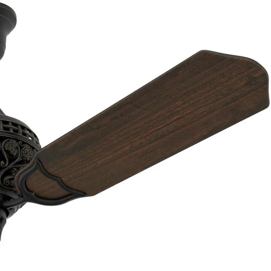 Hunter 60 Inch 1886 Limited Edition Ceiling Fan - Midas Black/Distressed Dark Cherry Basswood Blades - Vintage Industrial Style for Living Room, Bedroom & Patio