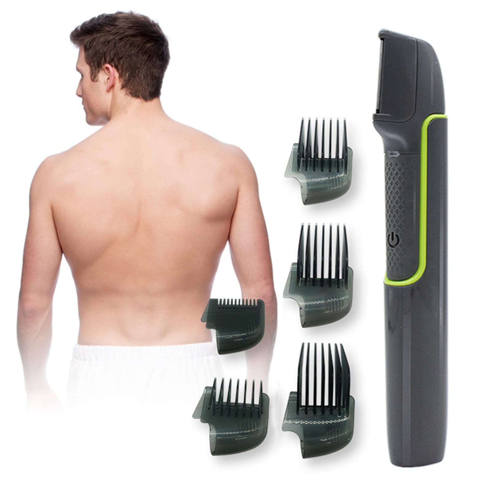 Rechargeable Body & Head Hair Trimmer for Men - Wet/Dry Electric Shaver with 6 Adjustable Lengths, 5 Attachments & Travel Case - Gentle Skin Shaving for Body Grooming, Beard Trimming & Personal Care