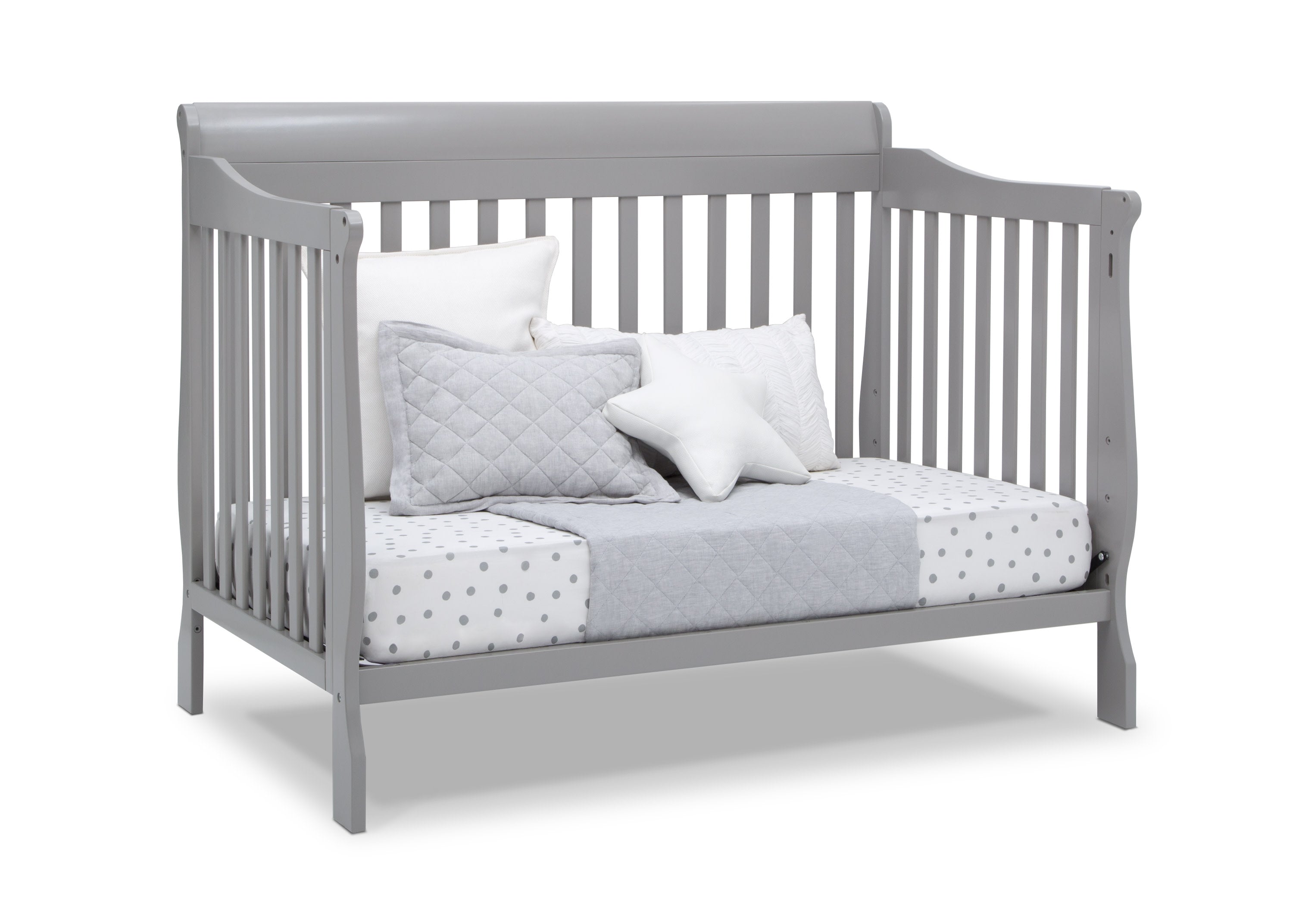 6-in-1 Convertible Baby Crib with Toddler Bed Conversion - Canton White Nursery Furniture for Newborn to Teen - Perfect for Small Spaces & Modern Nurseries