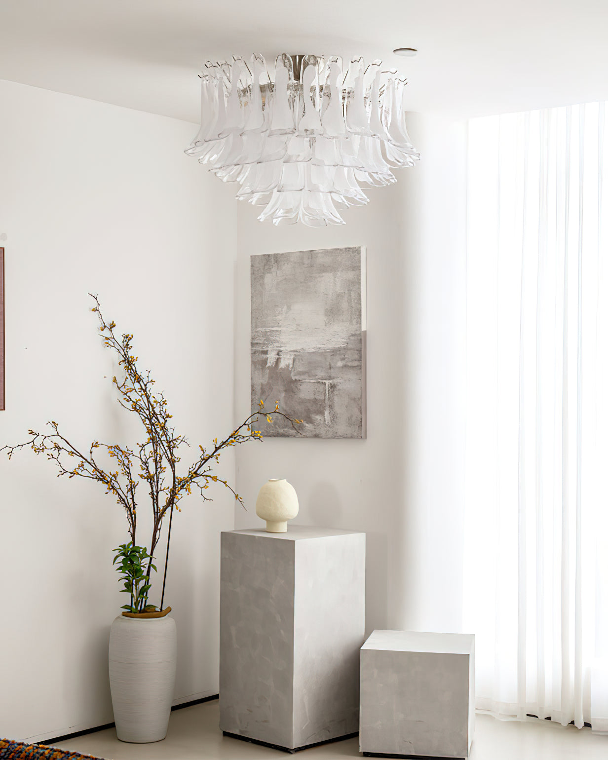Handcrafted Murano Glass Leaf Ceiling Lamp - Venetian Style Modern Chandelier for Dining Room & Living Room Lighting