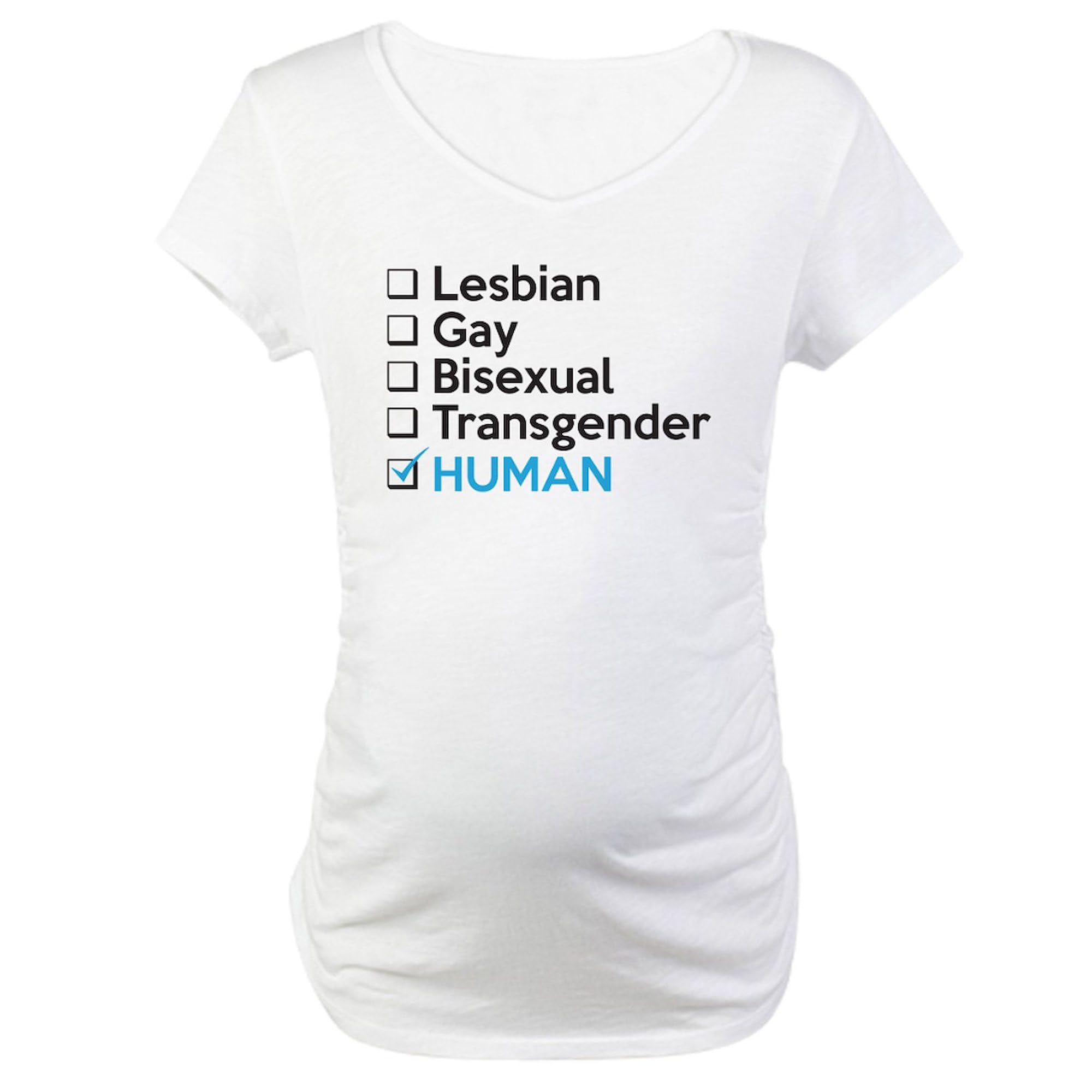 Gay Pride Maternity T-Shirt for Women - 'I'm Human' Ruched Side Pregnancy Tee - Comfortable & Stylish LGBTQ+ Apparel for Moms-to-Be | Perfect for Pride Parades, Baby Showers & Everyday Wear