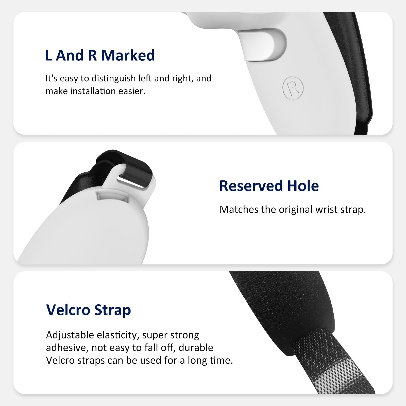 Meta Quest 3 VR Controller Silicone Protective Cover - Non-Slip Grip with Adjustable Strap - White VR Gaming Accessories for Enhanced Comfort & Safety During Intense VR Play