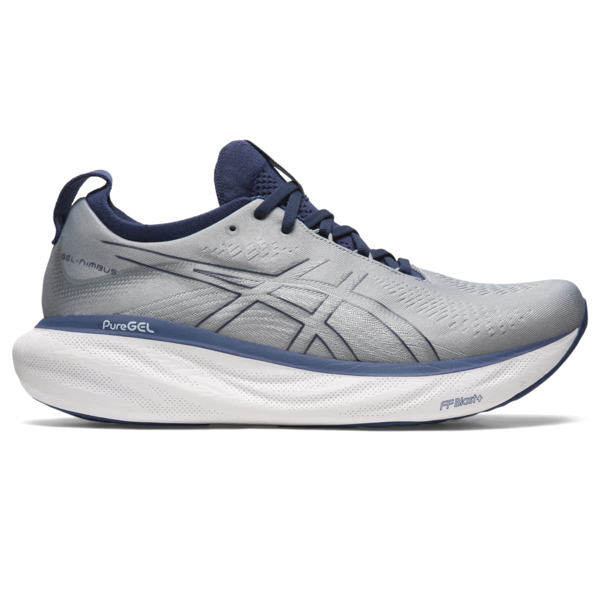 ASICS Men's Gel-Nimbus 25 Running Shoes - Lightweight Cushioned Sneakers for Marathon & Road Running - Size 11.5 - Sheet Rock/Indigo Blue - Perfect for Jogging, Gym Workouts & Daily Wear