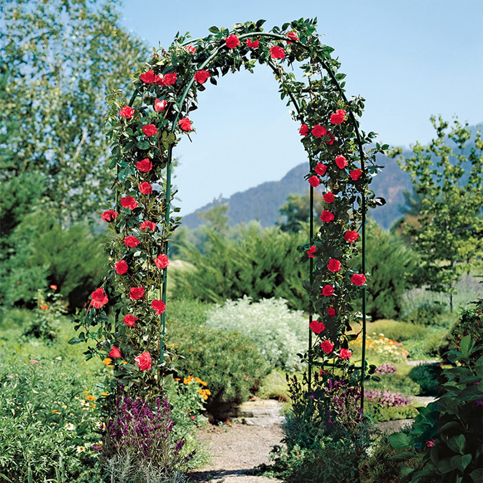 Black Metal Garden Arch Arbor - High & Wide Steel Frame Trellis for Climbing Roses, Vines & Plants | Perfect for Patio, Lawn, Backyard, Wedding & Party Decor | Outdoor Gardening & Walkway Arches