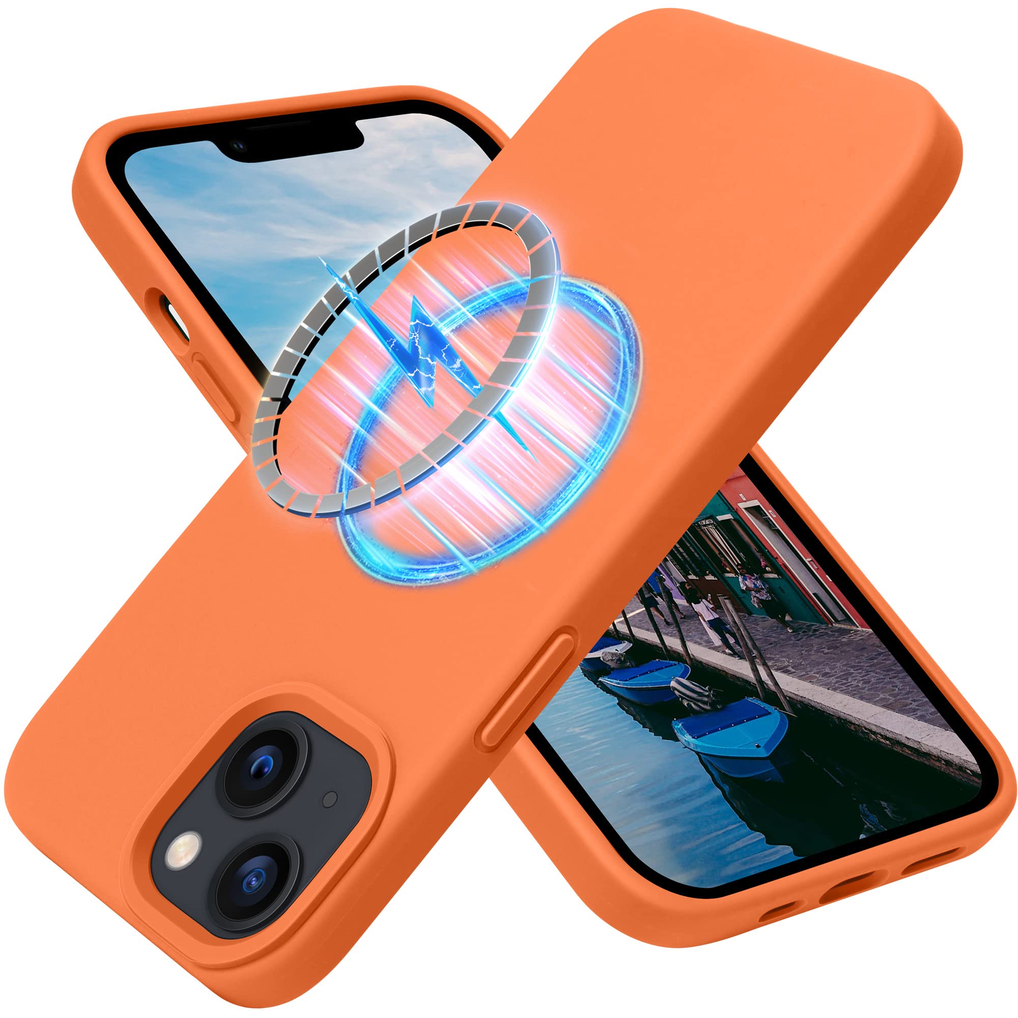 OTOFLY Magnetic iPhone 13 Case [MagSafe Compatible] - Shockproof Slim Silicone Phone Cover for iPhone 13 6.1 Inch - Marigold Yellow | Perfect for Everyday Protection & Wireless Charging