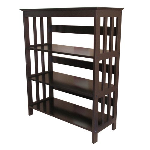 4 Tier Espresso Book Shelf - Sturdy Wooden Bookshelf for Home, Office & Library - Space Saving Storage Organizer for Books, Decor & Essentials