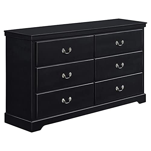 Lexicon Seabright 6-Drawer Black Wood Dresser - Traditional Solid Wood Bedroom Furniture for Storage & Organization - Perfect for Master Bedroom, Guest Room, or Nursery