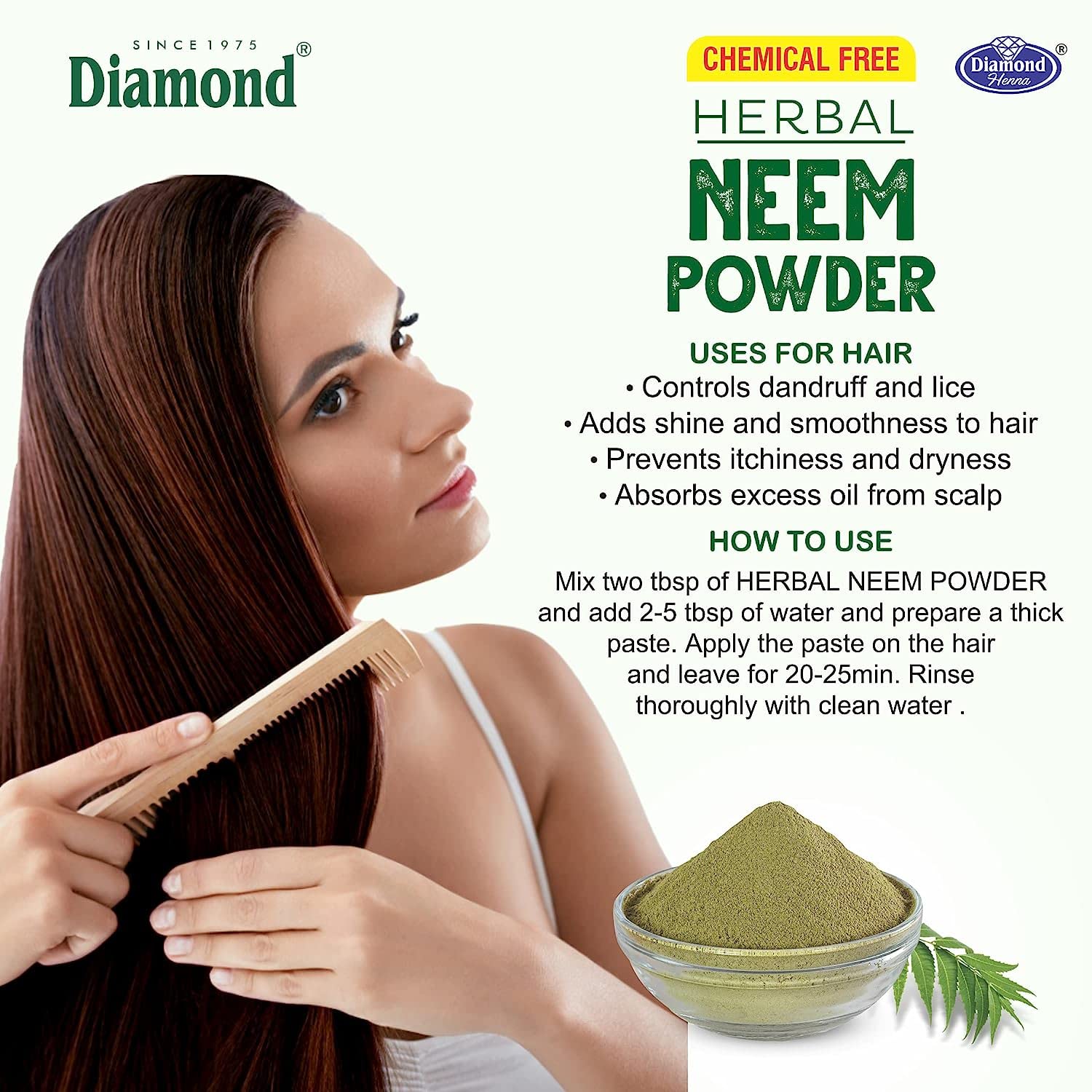 Organic Neem Powder for Face & Hair - Chemical-Free, 150g (Pack of 2) | Natural Treatment for Pimple-Free Glowing Skin & Silky Hair Growth | Perfect for DIY Beauty Masks & Ayurvedic Hair Care