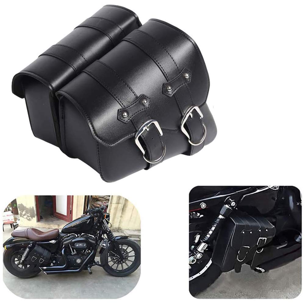 Vechkom Motorcycle Saddle Bags for Harley Sportster - Waterproof PU Leather Side Bags & Saddlebags - Perfect for Long Rides, Daily Commuting and Motorcycle Travel Accessories