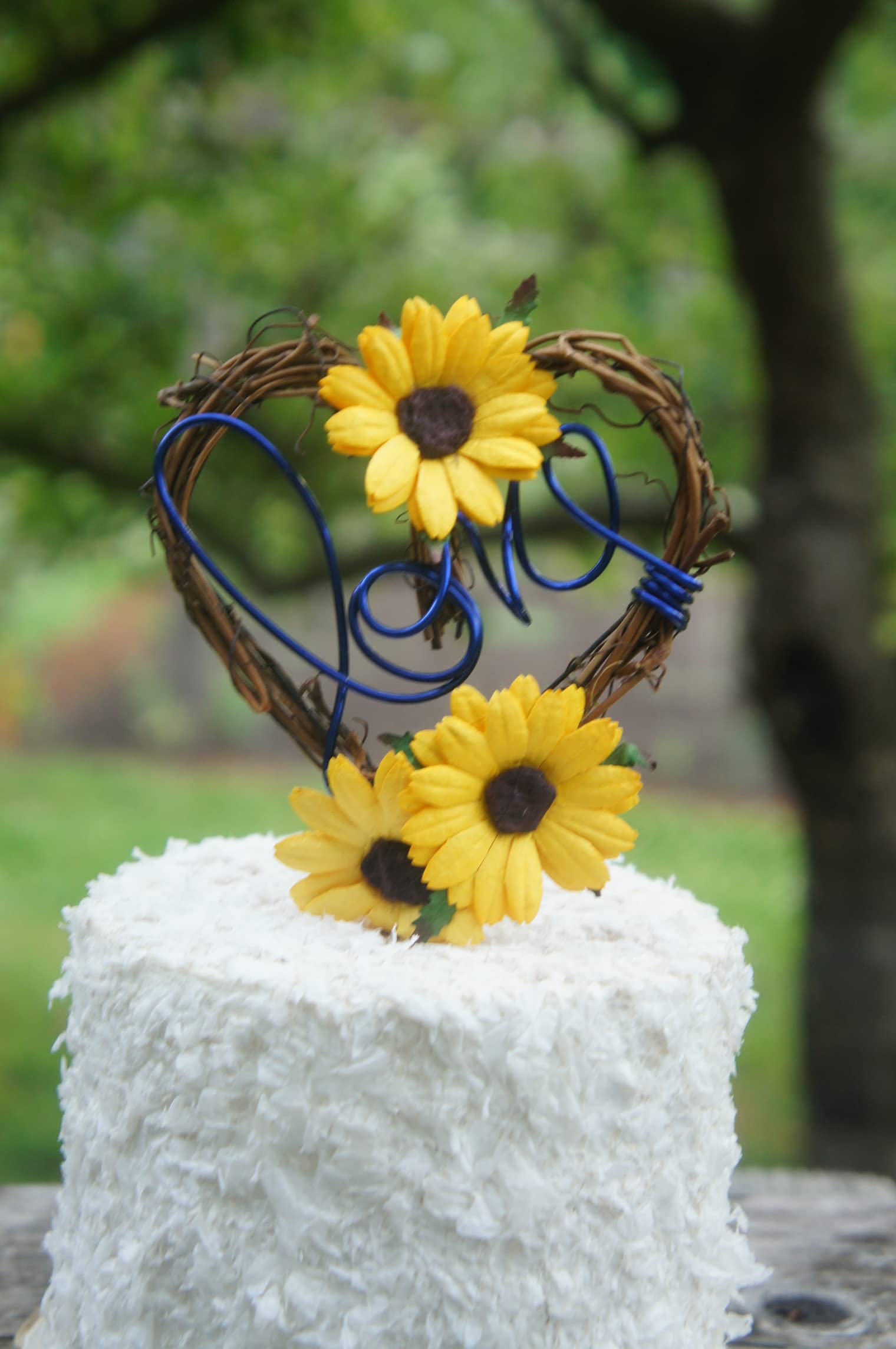 Rustic Sunflower Cake Topper for Wedding Reception - Handmade Floral Cupcake Decorations - Perfect for Wedding Cakes, Anniversary Celebrations & Bridal Showers