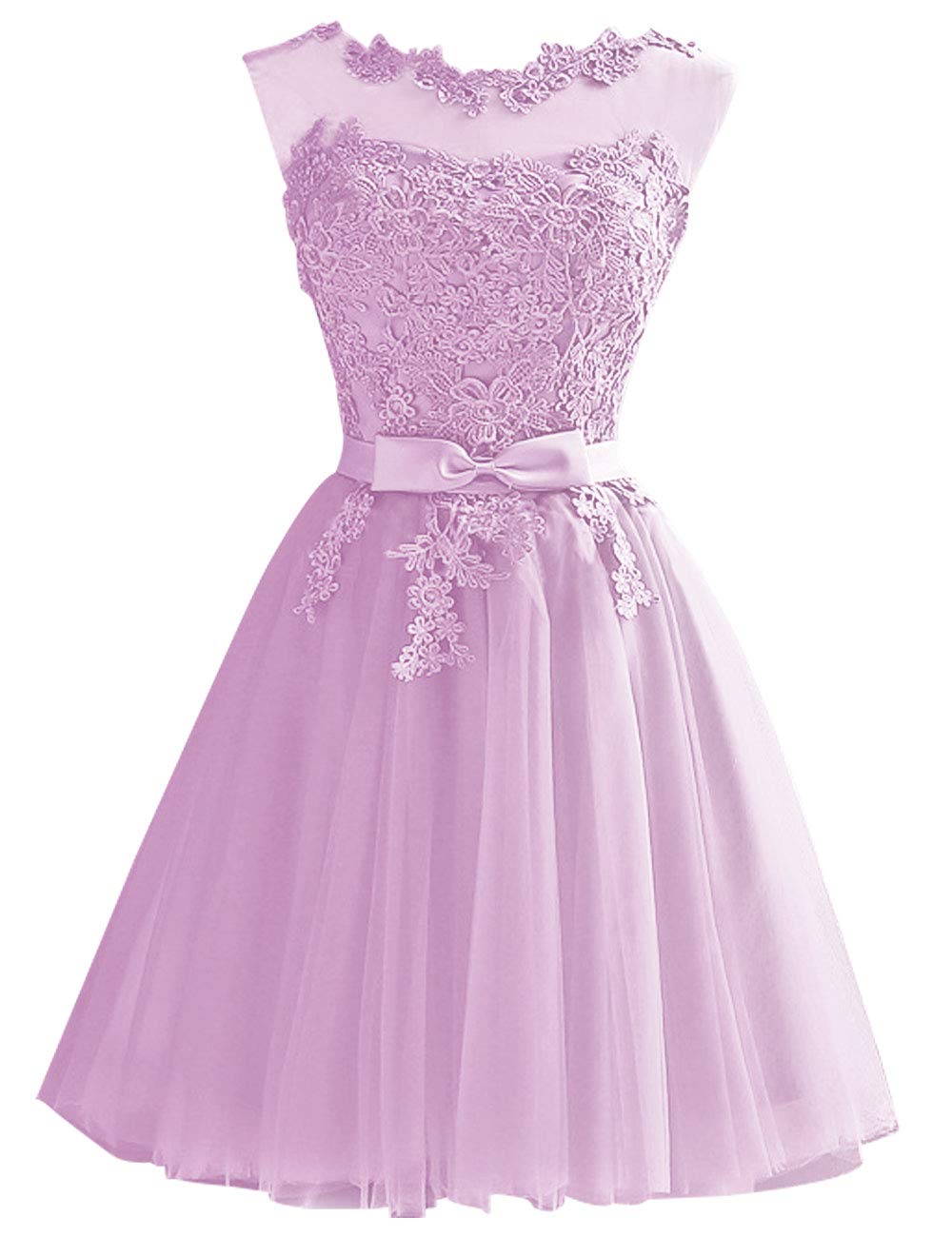 Elegant Lace Short Prom Dresses for Homecoming - A-Line Tulle Cocktail Dresses with Bowknot | Perfect for School Dances, Parties & Special Occasions