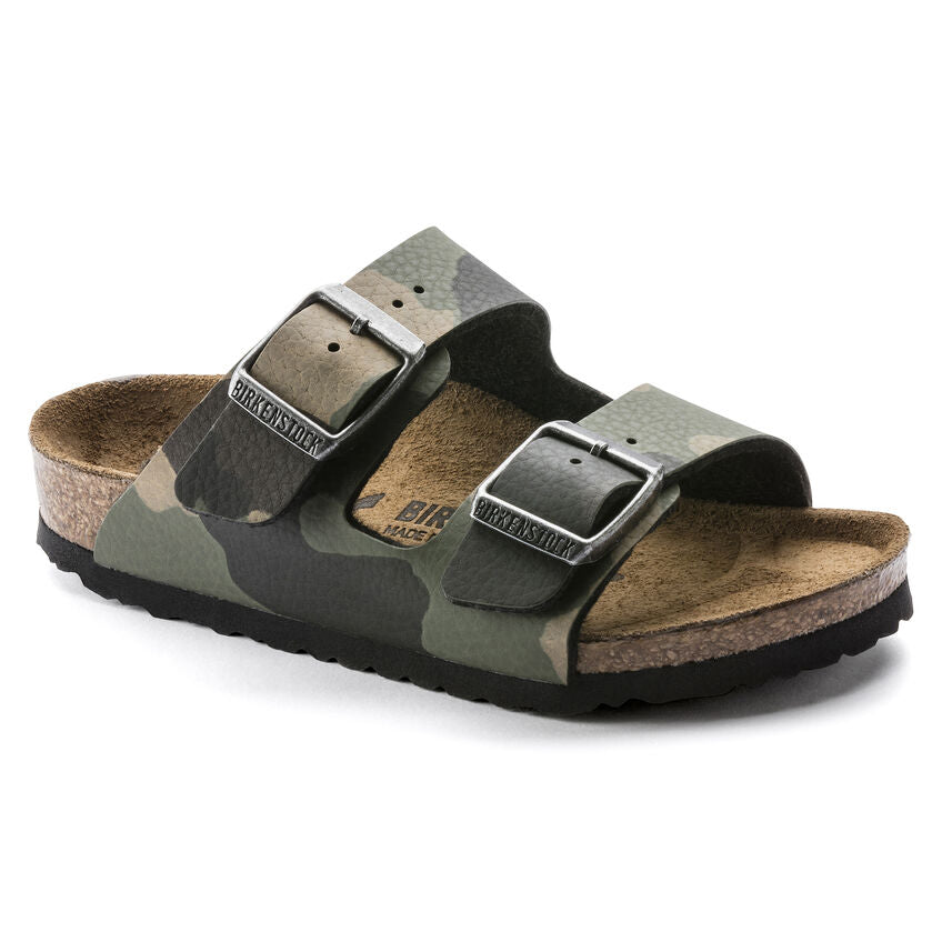 Birkenstock Arizona Kids Sandals - Birko-Flor Camo Desert Soil Khaki | Comfortable & Durable Footwear for Boys & Girls | Perfect for Summer, Beach & Outdoor Activities