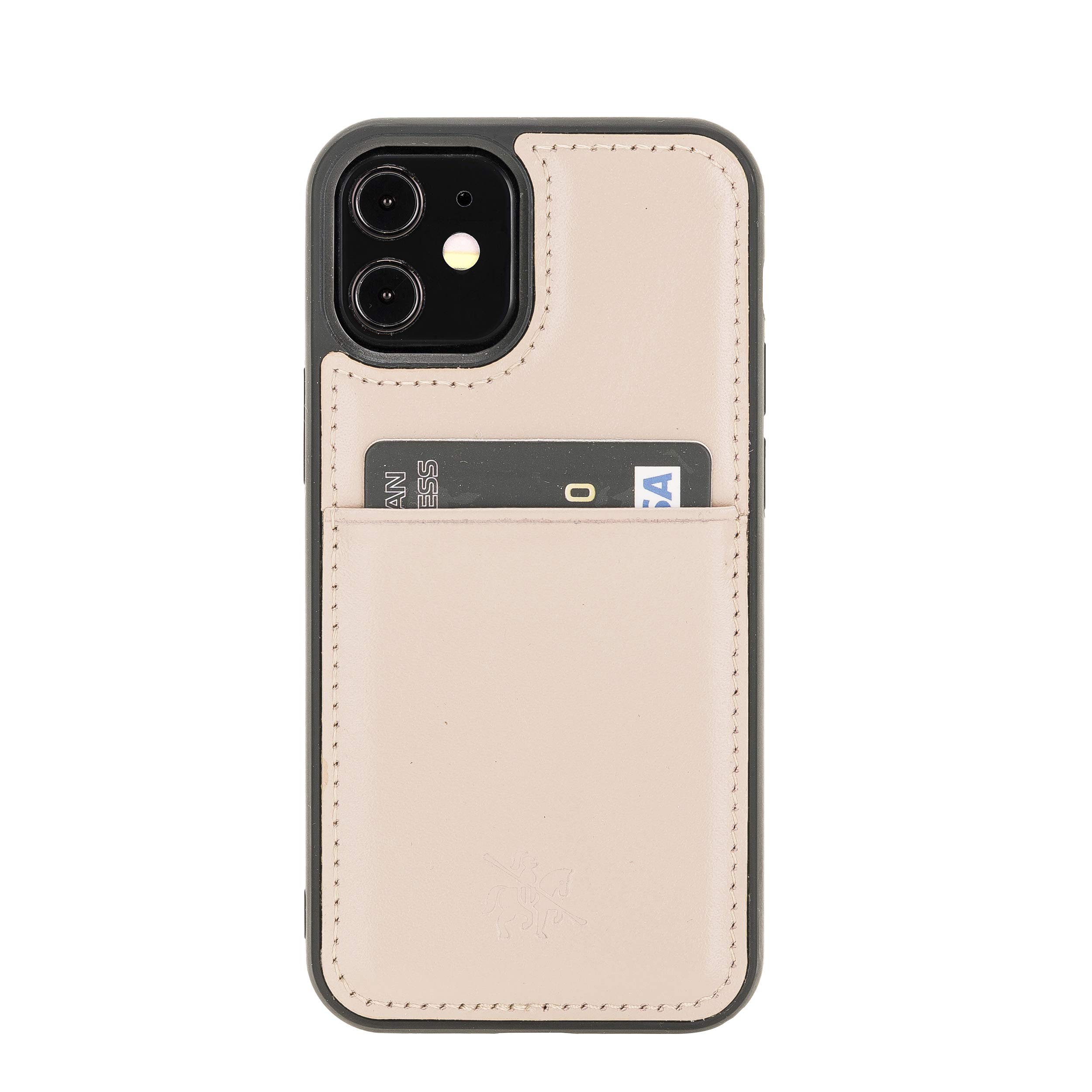 Venito Capri Leather Wallet Case for iPhone 12 Mini (5.4 inch) - RFID Blocking Protective Phone Cover with Card Slots & Padded Back - Slim Design for Everyday Use (Nude Pink)