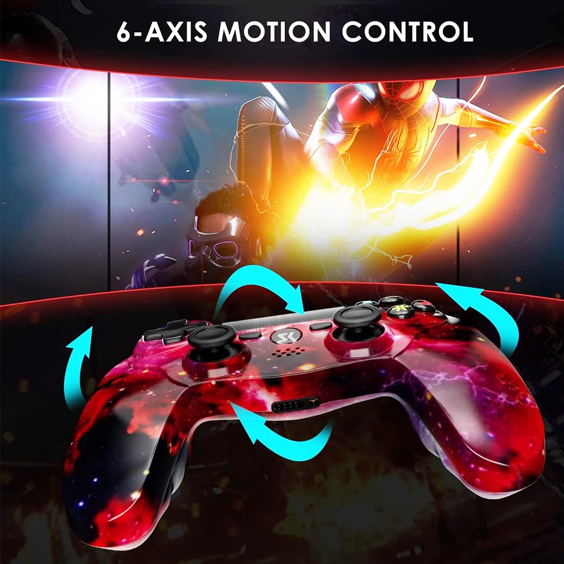 Wireless PS4 Controller for PlayStation 4/Pro/Slim - Dual Shock with 6-Axis Motion Sensor, Touch Pad, Built-in Speaker & Stereo Headphone Jack - Perfect for Gaming, Streaming & Multiplayer Sessions
