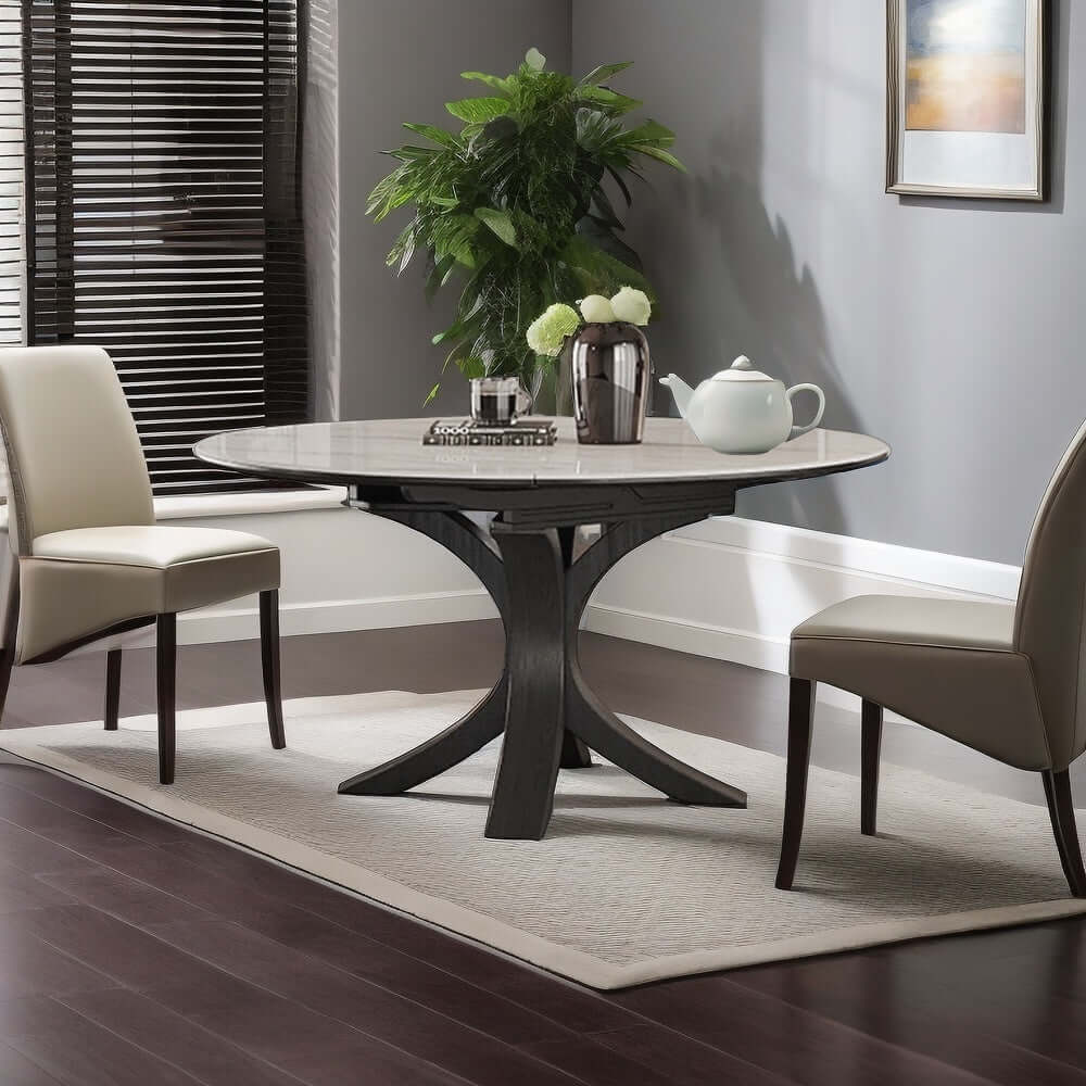 Premium Sintered Stone Expandable Dining Table - Square to Round Convertible Design with Marble Finish | Perfect for Small Spaces, Dinner Parties & Modern Home Decor