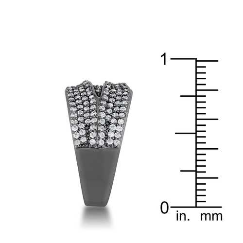 1.7ct Clear Cubic Zirconia Hematite Cocktail Ring for Women – Elegant Statement Jewelry for Parties, Weddings & Evening Events