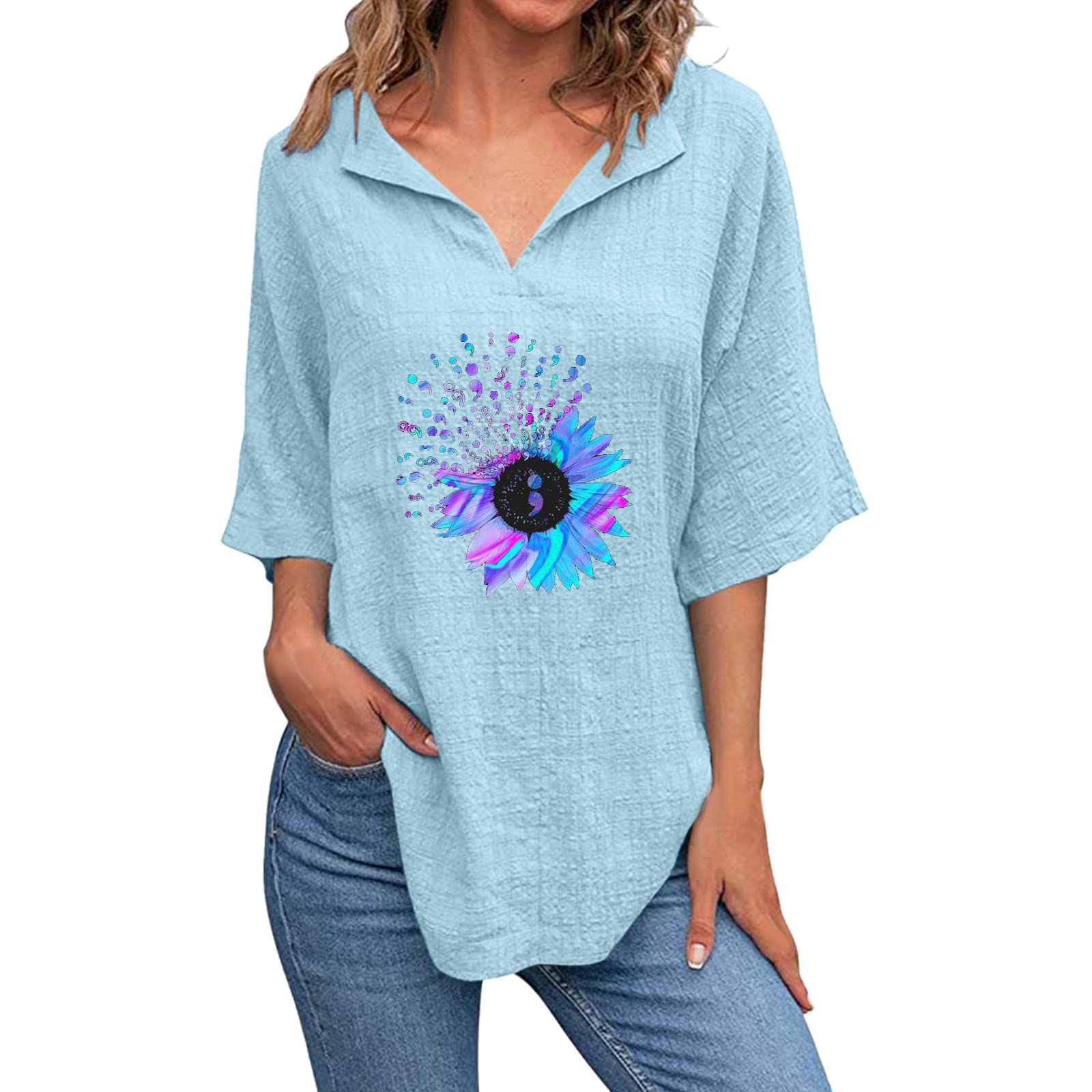 2023 Summer Women's Sexy Casual T-Shirts - Crewneck Loose Tunic Tops with Short Sleeves | Perfect for Beach Outings, Vacation Wear & Everyday Comfort