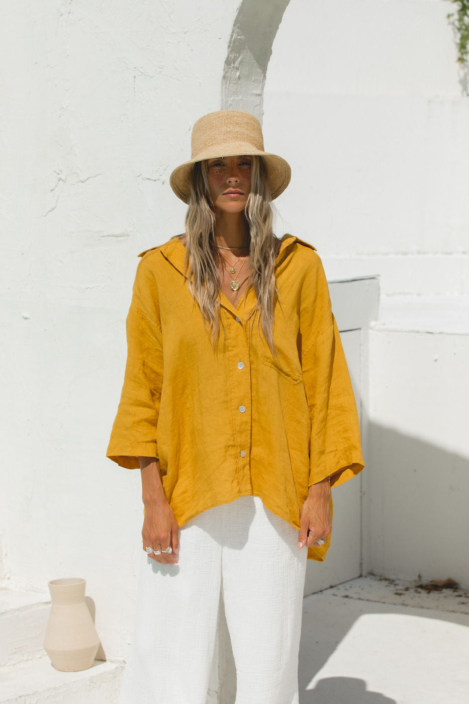 Sea Breeze Washed Linen Top for Women - Soft & Breathable Summer Blouse - Perfect for Beach Vacations, Casual Outings & Boho Style