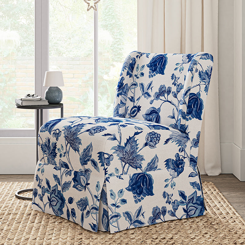 Ellmar Slipper Chair with Washable Slipcover & Solid Wood Legs - Comfortable Accent Chair for Living Room, Bedroom or Office - Perfect Reading Chair & Lounge Seat for Small Spaces