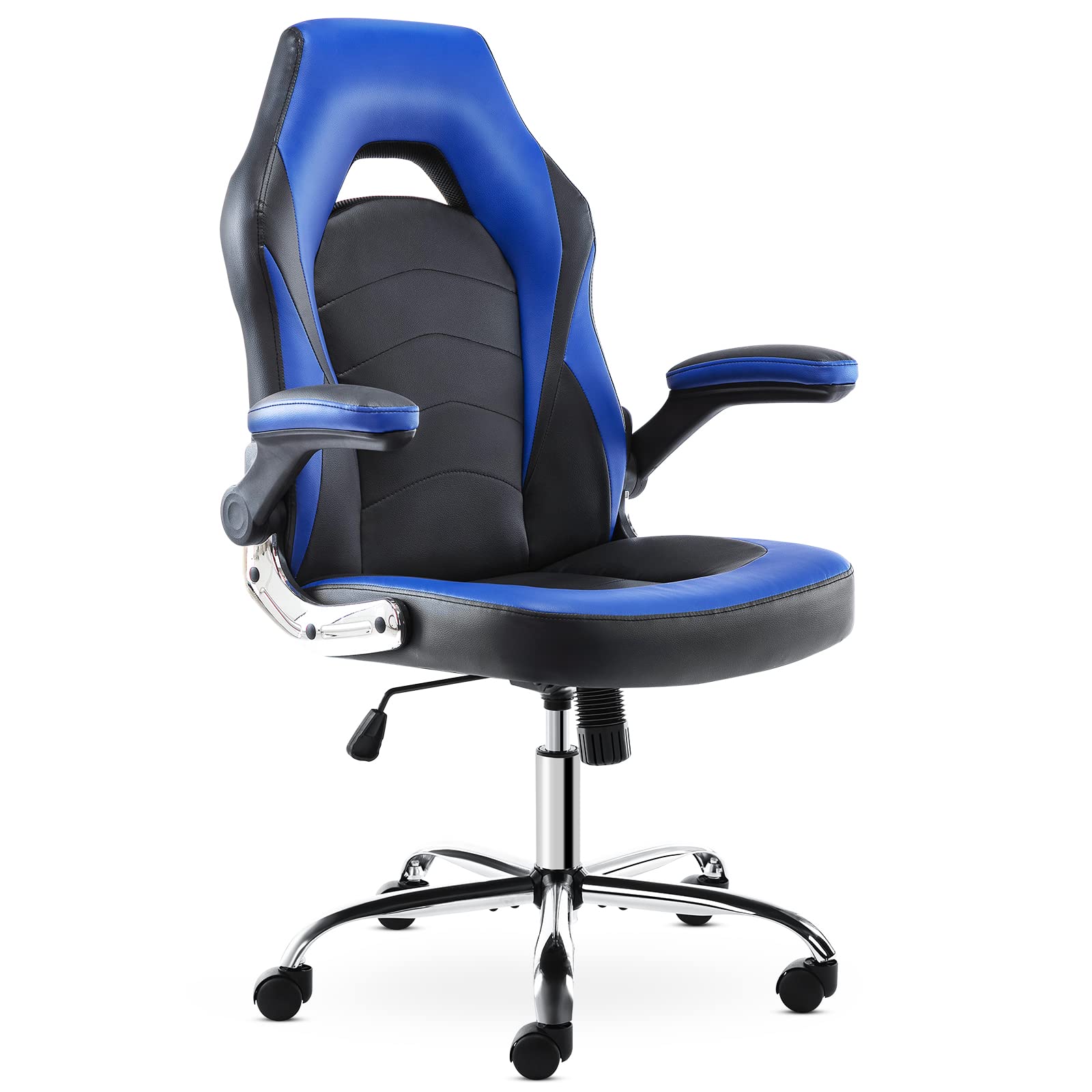 Ergonomic Gaming Chair - Adjustable Swivel Office Chair with Wheels, Flip-Up Armrests, Lumbar Support & PU Leather for Home, Computer Desk & Gaming Setup - Perfect for Long Work Hours & Esports Sessions