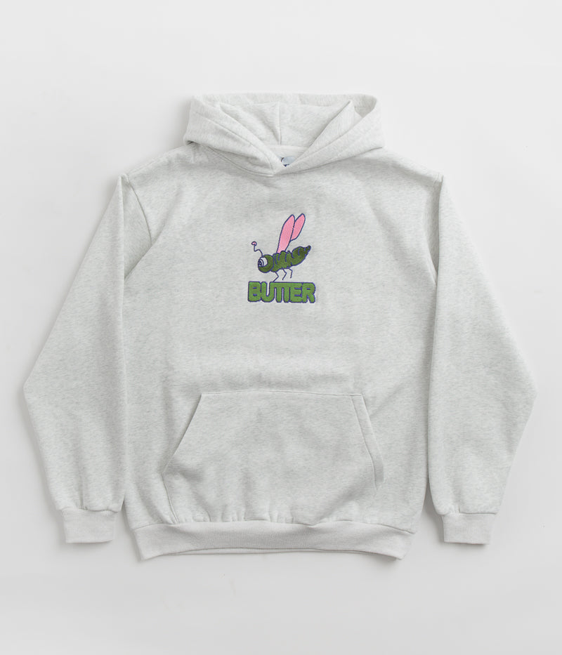 Butter Goods Dragonfly Embroidered Hoodie for Men & Women - Ash Grey Cotton Pullover Sweatshirt | Streetwear Fashion, Casual Wear, Outdoor Activities