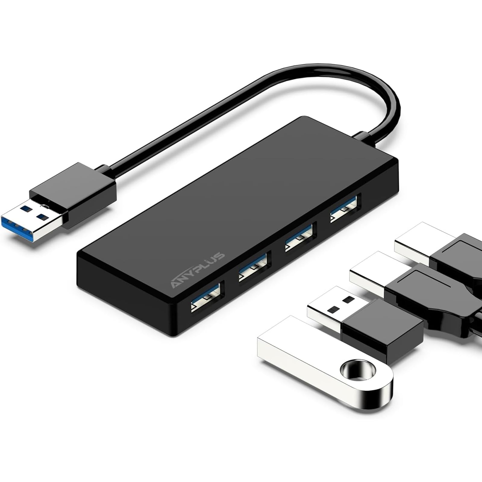 4-Port USB 3.0 Hub Splitter Adapter - High-Speed Data Transfer for Laptop, PC, Xbox, PS5, Printer & External HDD | Portable Multi-Port Expander for Home Office, Gaming & Workstation Setup