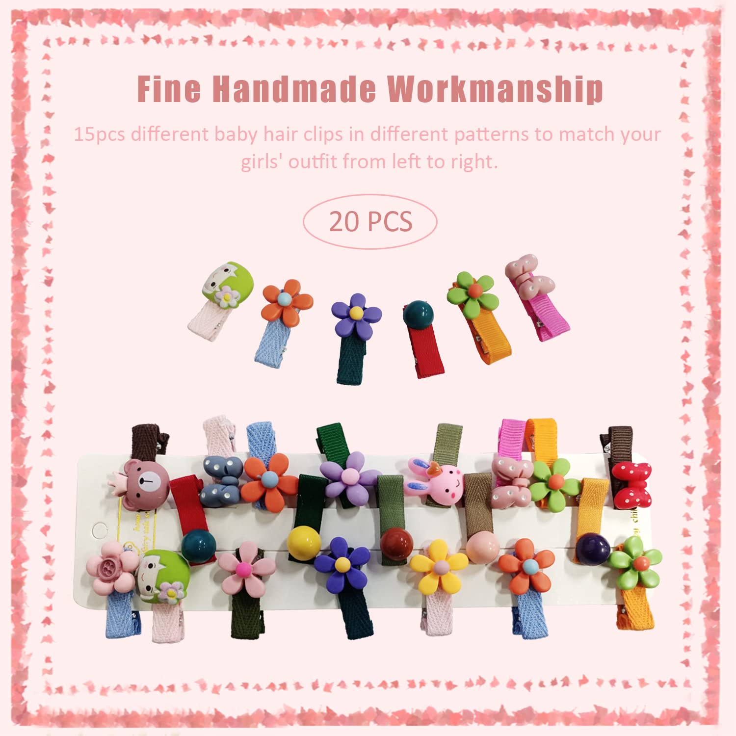 20Pcs Kids Hair Clips for Girls - 2 Inch Non-Slip Barrettes for Toddlers & Infants | Baby Hair Accessories for School, Parties & Daily Use