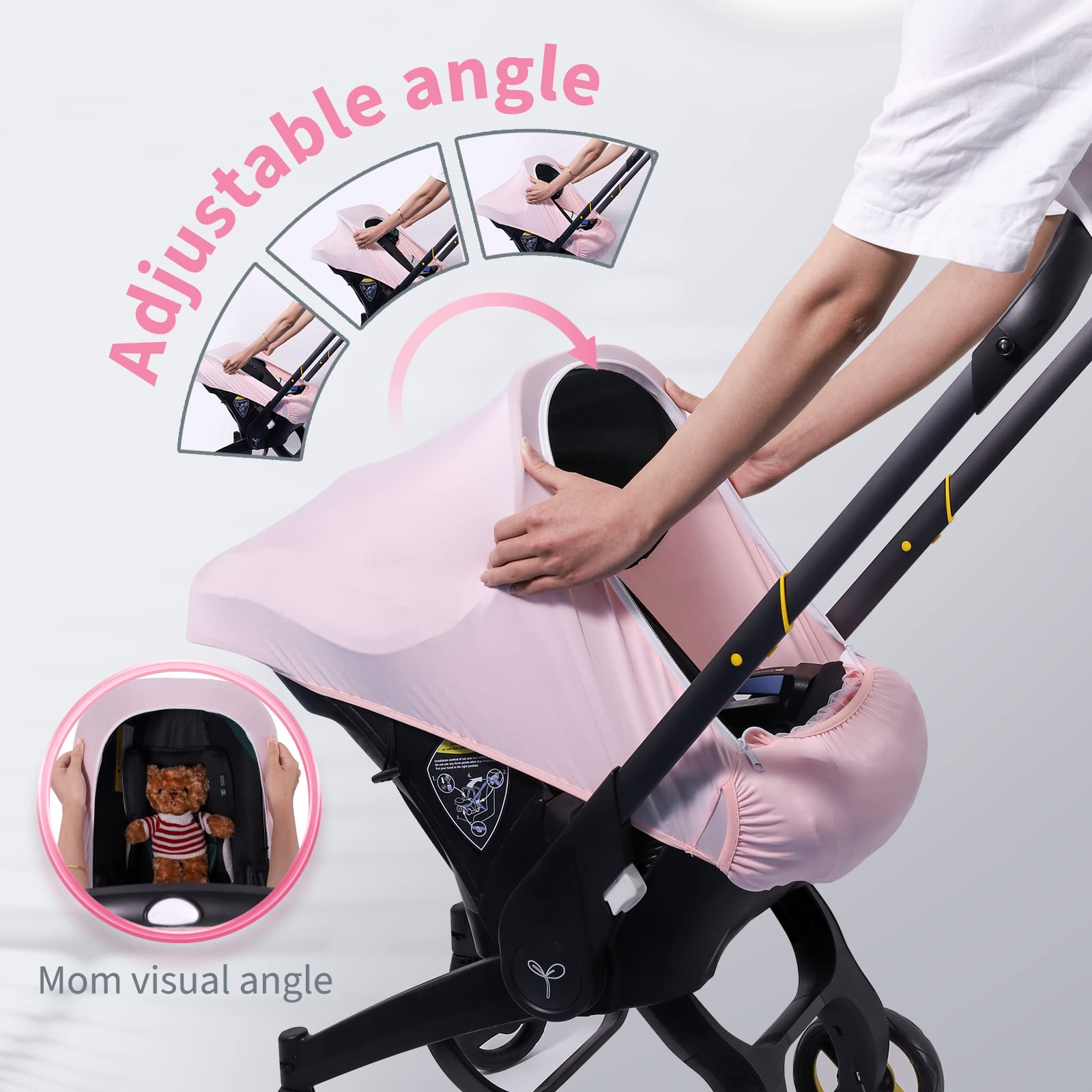 Premium Baby Car Seat Covers for Boys & Girls - Breathable Stretchy Infant Car Seat Canopy with Adjustable Mesh Window & Storage Pocket - Kick-Proof Stroller Cover for Spring & Summer - Perfect for Travel, Shopping & Outdoor Adventures