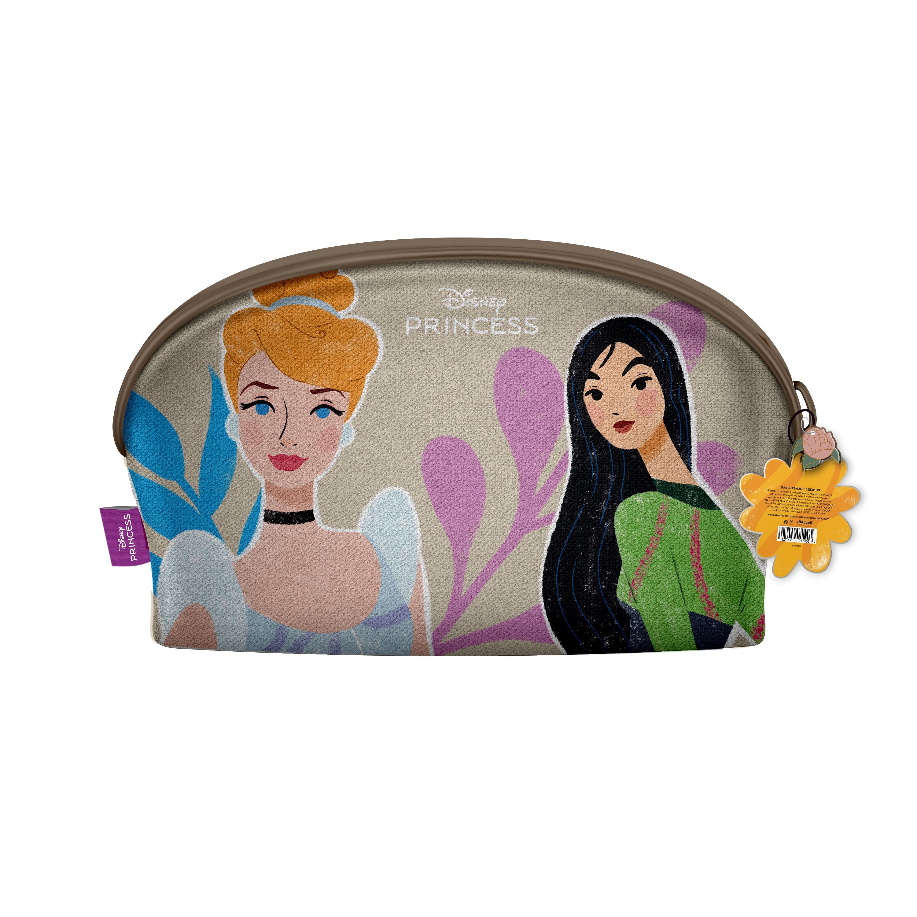 Disney Princess Cosmetic Bag for Women - Cute Makeup Organizer with Glitter Design, Perfect for Travel, School, and Daily Beauty Essentials Storage
