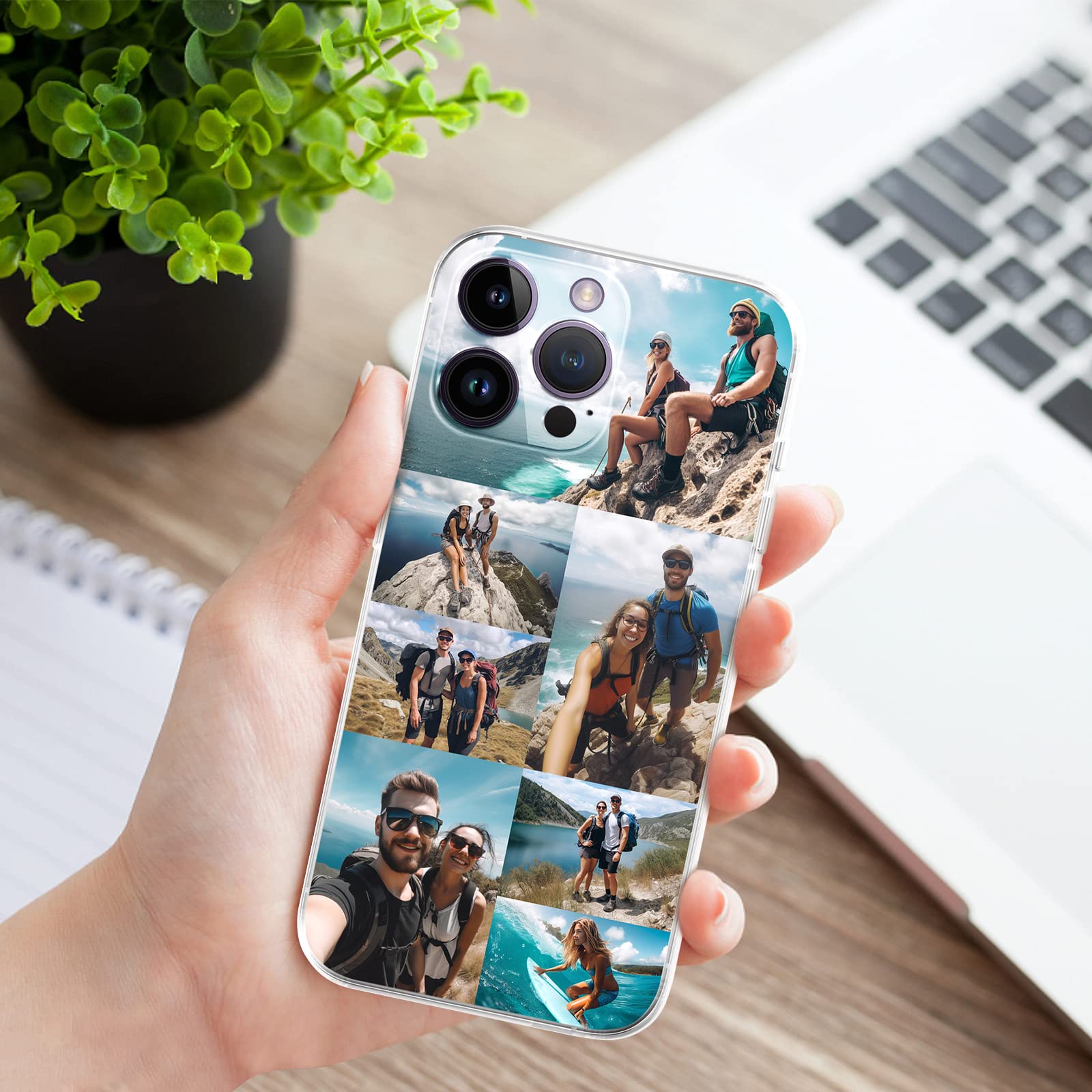 Custom Personalized iPhone 16 15 14 13 12 11 Pro Max Mini Plus XR X Phone Case - Unique Design, Shockproof Protection - Perfect Birthday Gift for Friends & Family (Upload 7 Photos) - Great for Daily Use, Travel, and Special Occasions
