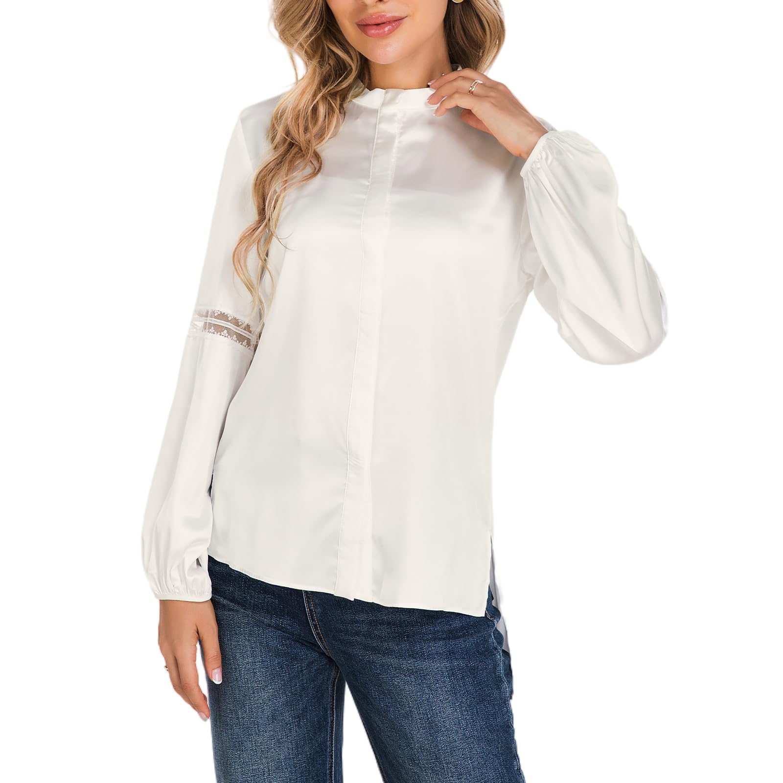 100% Pure Silk Blouses for Women - Elegant Long Sleeve Shirts - Perfect for Office Wear, Formal Events & Special Occasions